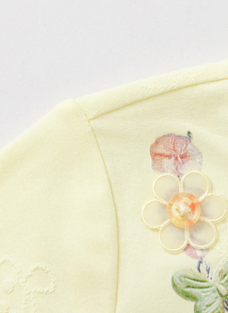 Balabala Yellow Toddler Girls Round v-neck long-sleeved T-shirt for Women | Best Price UAE